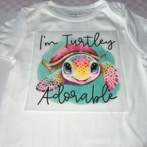 Carter's White Baby Bodysuit with Colorful Turtle Graphic